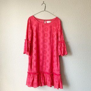 RED LINE by ANTHROPOLOGIE Eyelets Boat Neck Shift Tunic Dress